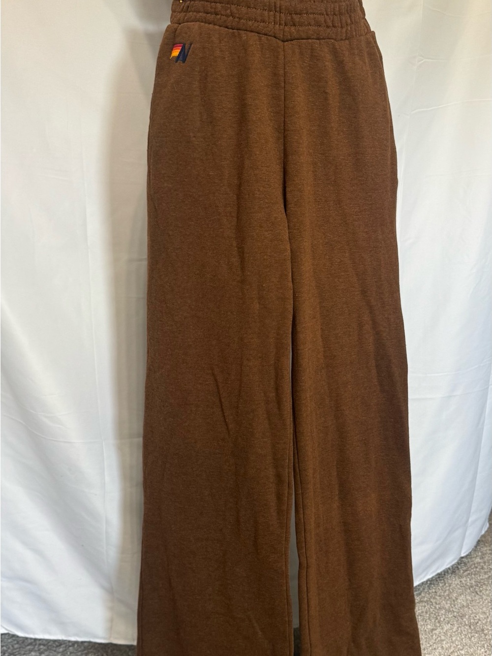 Aviator Nation Brown Wide-Leg Knit Pants